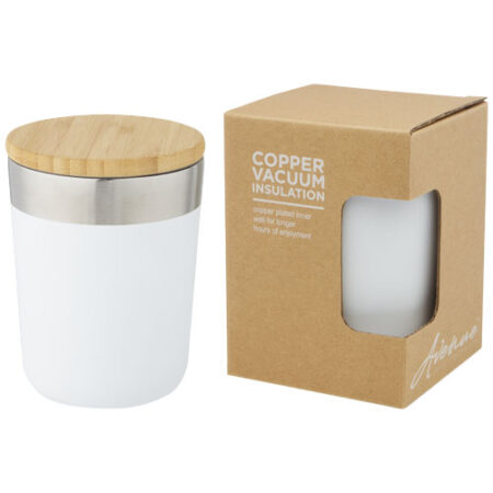 Lagan 330 ml copper vacuum insulated stainless steel tumbler with bamboo lid Lagan 330 ml copper vacuum insulated stainless steel tumbler with bamboo lid