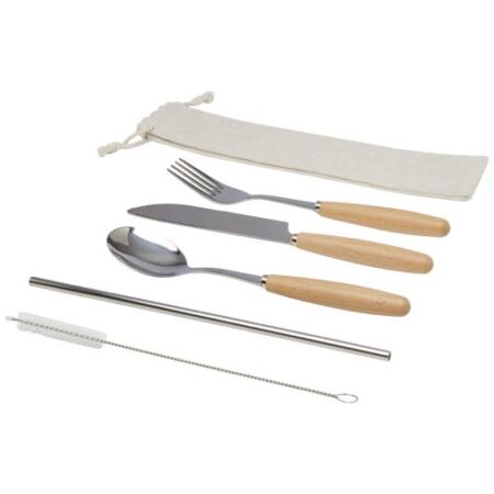 Root 5-piece stainless steel and beech wood cutlery set Root 5-piece stainless steel and beech wood cutlery set