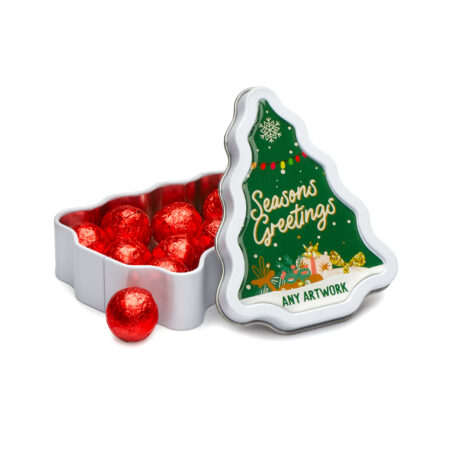 Winter Collection - Red Foiled Balls Tree Tin
