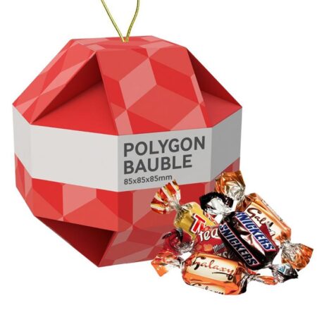 a branded paper christmas tree bauble filled with sweets