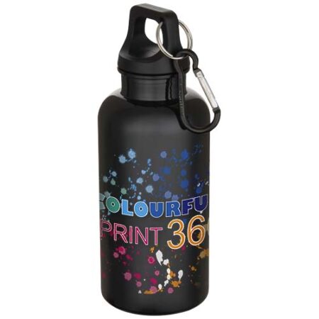 Oregon 400 ml solid colour RCS recycled plastic water bottle with carabiner