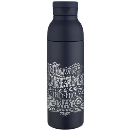 Illuminate 650 ml RCS recycled double wall stainless steel water bottle with 3-piece lid set