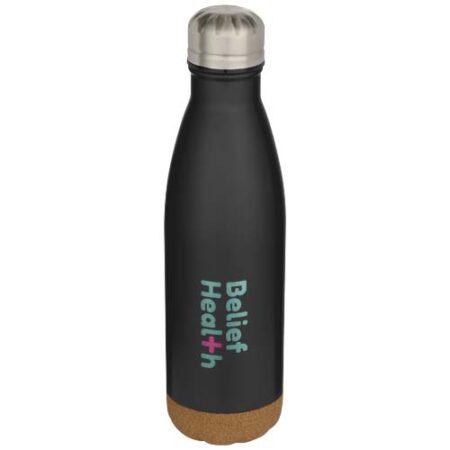 Cove 500 ml double wall vacuum insulated stainless steel water bottle with cork details
