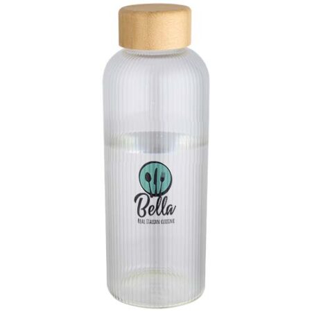 Mirage 650 ml single-walled borosilicate glass bottle with bamboo lid