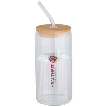 Mirage 500 ml single-walled borosilicate glass jar with bamboo lid