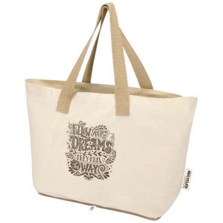 Sierra 140 g/m? GRS recycled foldable cotton tote bag 12L