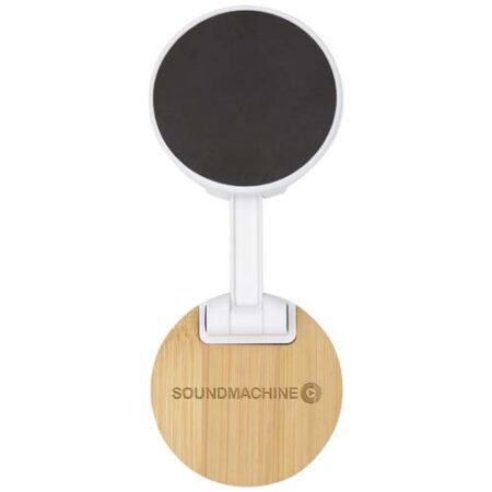 Alcor recycled plastic foldeable magnetic phone stand with bamboo details