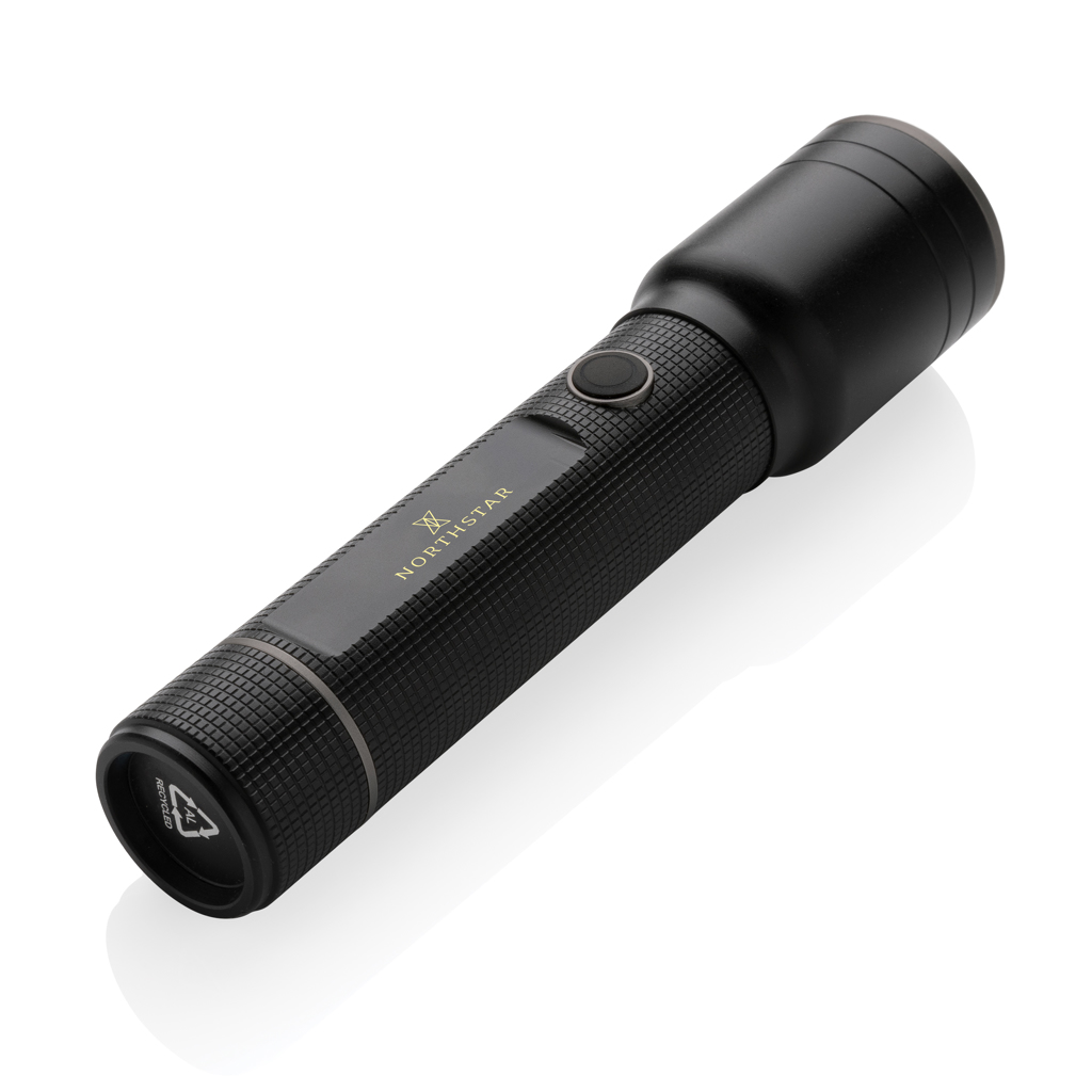 RCS recycled aluminium USB-rechargeable heavy duty torch RCS recycled aluminium USB-rechargeable heavy duty torch